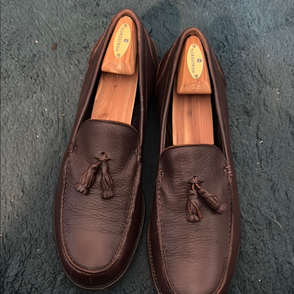 Brown Leather Tassel Loafers